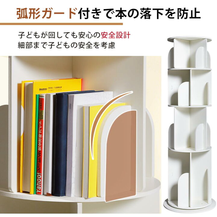楽天市場】【10％OFF☆追加チャンス】回転式本棚 ホワイト 飾り棚 絵 