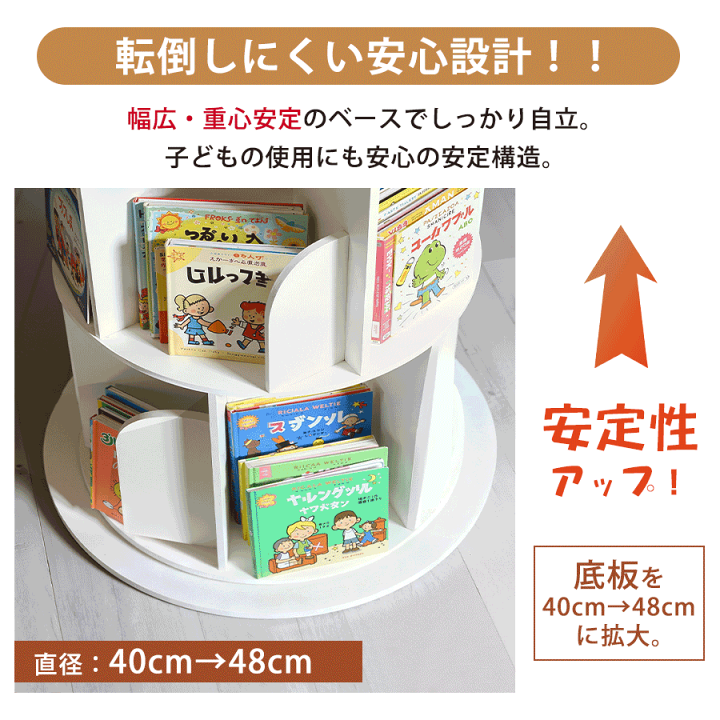 楽天市場】【15%OFF☆週末限定】回転式本棚 ホワイト 飾り棚 絵本棚