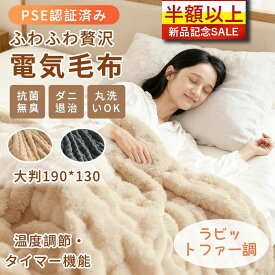 【23H限定！45％OFF】新品予約中！電気毛布 掛け敷き兼用 ふわとろ電気毛布 大判190×130cm 5段階温度調節 PSE認証済み 両用 フランネル 自動電源オフ ダニ退治 過熱保護 タイマー機能付 電気ブランケット ひざ掛け 洗える 節電 省エネ 節電対策