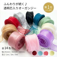 透明芯入り オーガンジー リボン 手芸 ワイヤー入り 【幅25mm 35mm 50mm】3m 9m 1m 幅広 ヘアゴム バレッ…