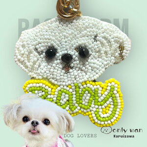 うちの子お顔+お名前バッグチャーム(ビーズ刺繍)キーホルダー ペット メモリアルグッズ オリジナル オーダーメイド 犬 猫 子供 プレゼント オーナーグッズ かわいい サプライズ イベン