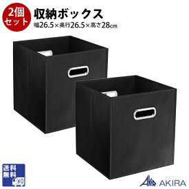 収納ボックス 収納箱 幅26.5cm 奥行26.5cm 高28cm ブラック 2個セット 折りたたみ 不織布 布 収納 持ち手付き タナロット プリンター台 ハイカウンター用 カラーボックス オフィス オフィス家具 法人 TL-BOX2-BK 家具のAKIRA