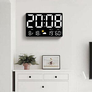 LED デジタル時計 壁掛け&置き兼用 おしゃれ 大型 クロック 温湿度表示 アラーム付き リモコン操作 大画面 光る モダン インテリア時計 北欧風 リビング 寝室 オフィス ギフト 新生活 プレゼ