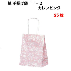 紙袋 手提げ T-2 カレンピンク 25枚