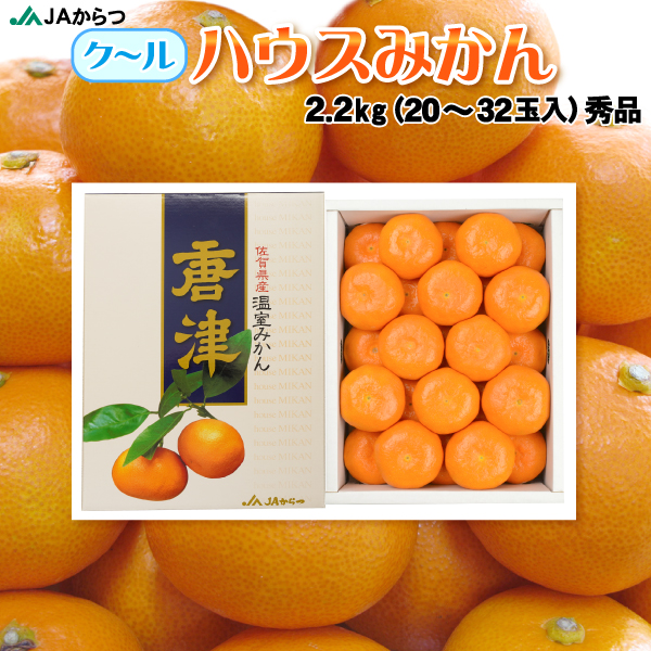 日本最大級の品揃え 温室みかん ハウスみかん 贈答用 柑橘 フルーツ JAからつ クール ハウスみかん毎年の大人気の高糖度 20～32玉 即納送料無料! やっぱり夏冷やして美味 送料無料 唐津ハウスみかん たっぷり2.2kg