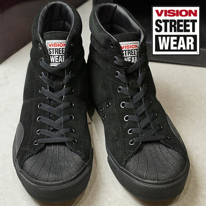 楽天市場 完売 Vision Street Wear ヴィジョン ストリートウェア メンズ スニーカー 靴 Suede Hi ビジョン スケートシューズ スエード ハイカット ブラック Vsw 7351 Mischief
