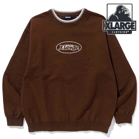 【30％OFF／SALE】エクストララージ XLARGE メンズ レトロ クルーネック スウェットシャツ [101233012003 FW23] RETRO CREWNECK SWEATSHIRT x-large エックスラージ トップス トレーナー BROWN【e】【ts】