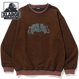 【30％OFF／SALE】エクストララージ XLARGE メンズ エンブロイダード クルーネック スウェットシャツ [101233012020 FW23] XLA EMBROIDERY CREWNECK SWEATSHIRT x-large エックスラージ トップス トレーナー BROWN【e】【ts】