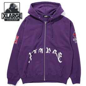 エクストララージ XLARGE メンズ オールドイングリッシュロゴ ジップフーデッドスウェットシャツ [101234012012 HO23] OLD ENGLISH LOGO ZIP HOODED SWEATSHIRT x-large エックスラージ トップス フーディ パーカー PURPLE【e】