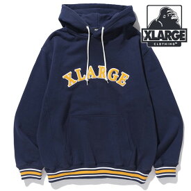 エクストララージ XLARGE メンズ ストライプドリブ フーデッドスウェットシャツ [101234012006 HO23] STRIPED RIB HOODED SWEATSHIRT x-large エックスラージ トップス プルオーバー NAVY【cpn】