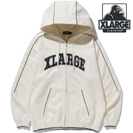 エクストララージ XLARGE メンズ パイピング ジップアップフーデッド スウェットシャツ [101234012008 HO23] PIPING ZIP UP HOODED SWEATSHIRT x-large エックスラージ トップス フーディ パーカー WHITE【cpn】