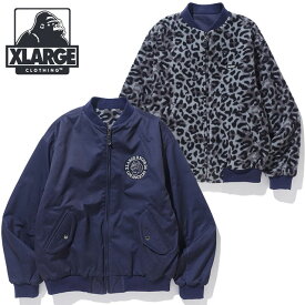 【おまけクーポンあり】【ラスト1着】エクストララージ XLARGE メンズ リバーシブル ボンバージャケット [101234021012 HO23] REVERSIBLE BOMBER JACKET x-large エックスラージ アウター ボア レオパード柄 NAVY【ts】