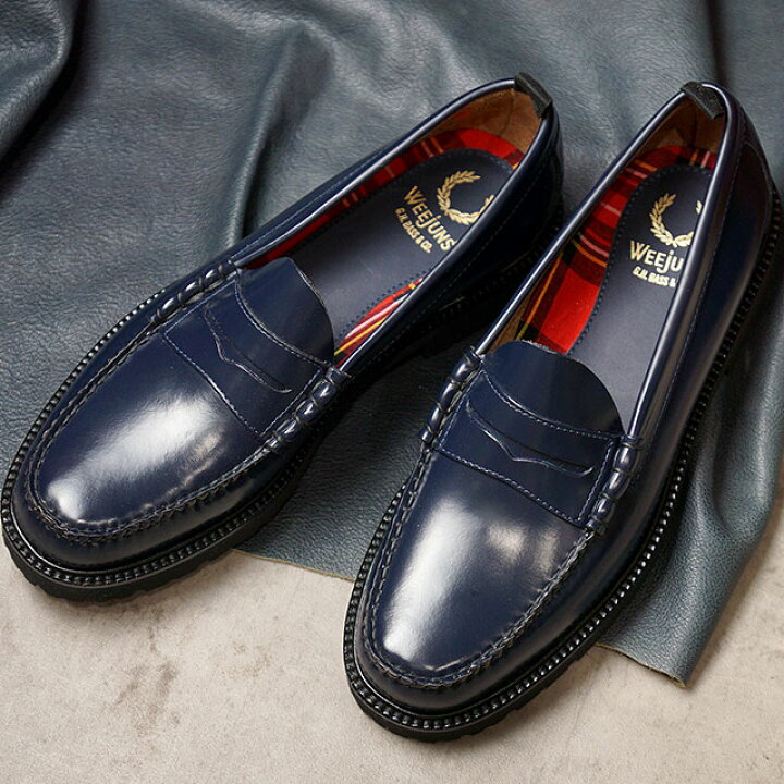 楽天市場 コラボ フレッドペリー Fred Perry ローファー Ghバス ペニーローファー Fp G H Bass Penny Loafer Sb8070 608 Su メンズ レディース 革靴 Navy ネイビー系 Mischief
