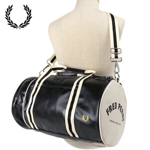 �y�ő�100%�|�C���g�o�b�N�z�t���b�h�y���[ FRED PERRY �N���V�b�N �o�����o�b�O [L7255-D57 SS24]�@�t���b�h�E�y���[ FREDPERRY CLASSIC BARREL BAG �����Y�E���f�B�[�X �� �{�X�g���o�b�O BLACK/ECRU ���K�戵