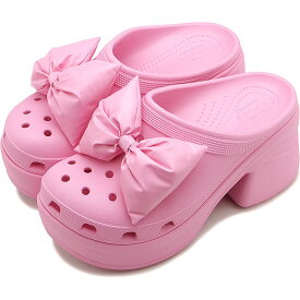 【10％クーポンあり】クロックス crocs レディース サンダル サイレン ボウ クロッグ [210000-6WY SS24] Siren Bow Clog 厚底サンダル リボン Pink-Tweed