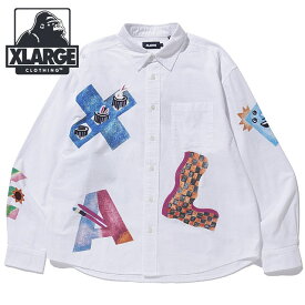 エクストララージ XLARGE メンズ ヴァリアスレター ロングスリーブシャツ [101241014006 SS24] VARIOUS LETTER L/S SHIRT x-large エックスラージ トップス 長袖シャツ WHITE