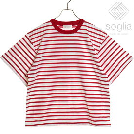 【4/25は楽天カードで最大23倍】ソリア Soglia メンズ オープンエンド ハーフスリーブ Tシャツ [SS24] OPEN END Half Sleeve T-shirt トップス 日本製 ショートスリーブ 半袖 レッドボーダー