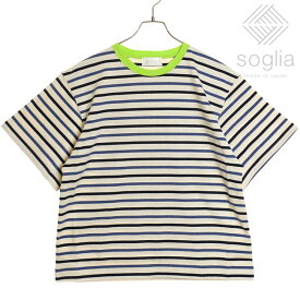 ソリア Soglia メンズ オープンエンド ハーフスリーブ Tシャツ [SS24] OPEN END Half Sleeve T-shirt トップス 日本製 ショートスリーブ 半袖 生成りボーダー