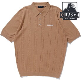 【4/26は楽天カード＆エントリーで最大23倍】エクストララージ XLARGE メンズ エンブロイダードロゴ ニットポロシャツ [101242013010 SU24] EMBROIDERED LOGO KNIT POLO SHIRT x-large エックスラージ トップス 半袖 サマーニット BROWN