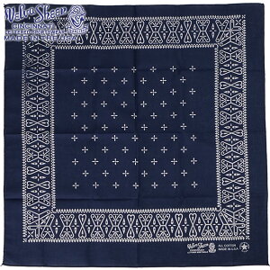 �x���o�V�[�� VELVA SHEEN �o���_�i �N���X [161516 SS25] BANDANNA (CROSS)�@MADE IN USA �����Y�E���f�B�[�X �A�����J�� �唻 �n���J�` �X�J�[�t NAVY �y���[���։z ���K�戵�X