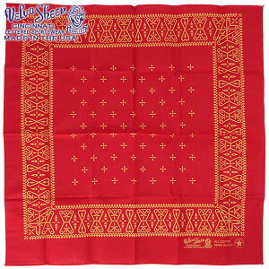 �x���o�V�[�� VELVA SHEEN �o���_�i �N���X [161516 SS25] BANDANNA (CROSS)�@MADE IN USA �����Y�E���f�B�[�X �A�����J�� �唻 �n���J�` �X�J�[�t RED �y���[���։z ���K�戵�X