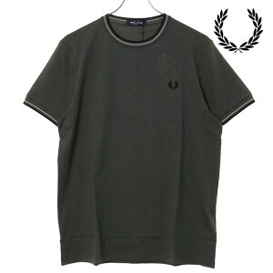 �y�ő�100%�|�C���g�o�b�N�z�t���b�h�y���[ FRED PERRY �����Y �c�C���e�B�b�v�h T�V���c [M1588V-04B SS26] TWIN TIPPED T-SHIRT �g�b�v�X ���� �N���[�l�b�N �J�[�L�O���[�� FIELD-GREEN/SEAGRASS/BLACK �y���[��