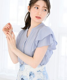【58%OFF】【定価7,920円→3,326円】【2025春夏アイテム】ダブルフリルカットブラウス/MM528103 ミッシュマッシュ 夏ブラウス 半袖ブラウス 半袖 シアーブラウス シアーシャツ トップス 抜け感 夏ブラウス 無地 オフィス