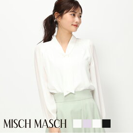 【ふんわり】【オフィス】【かわいい】【あざと服】【モテ服】【MISCH MASCH】【ミッシュマッシュ】【公式】【フェミニン】パールボウタイカバーリングブラウス/ mm418102