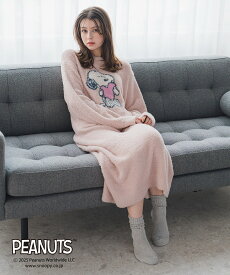 【再入荷】【50%OFF】PEANUTSデザイン ルームウェア ワンピース /MM548901 スヌーピー ミッシュマッシュ パジャマ 部屋着 防寒 あたたかい 秋冬 リラックス もこもこ　レディース　冬