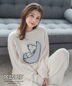 【再入荷】【50%OFF】【2025秋冬アイテム】PEANUTSデザインルームウェアトップス/MM548902 スヌーピー 部屋着 パジャマ ルームウエア 秋冬 あたたかい トップス