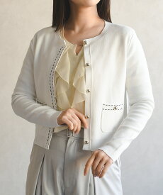 【30%OFF】【2026春夏アイテム】ステッチ配色ミラノカーディガン/MM618404 ミッシュマッシュ 長袖 カーディガン 羽織り ライトアウター ニット