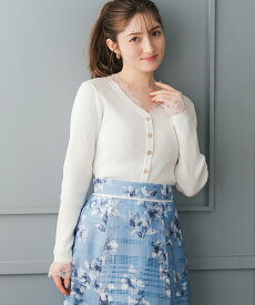 【30%OFF】【2026春夏アイテム】レーストリミングVネックニット/MM618308 ミッシュマッシュ ニット レース 万能アイテム 春夏
