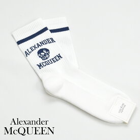 ALEXANDER McQUEEN 靴下 ソックス スカル ロゴ ホワイト ブラック メンズ ブランド 758295 4102Q 9038