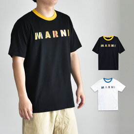マルニ Tシャツ メンズ ストライプ ロゴ 半袖 ブランド 綿100％ カジュアル MARNI 柄 ユニセックス 綿 コットン クルーネック ストリート HUMU0198P7