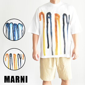 マルニ Tシャツ メンズ ロゴ 半袖 水彩 デザイン ブランド 綿100％ MARNI 柄 ユニセックス 綿 コットン クルーネック オーバーサイズ HUMU0229P1