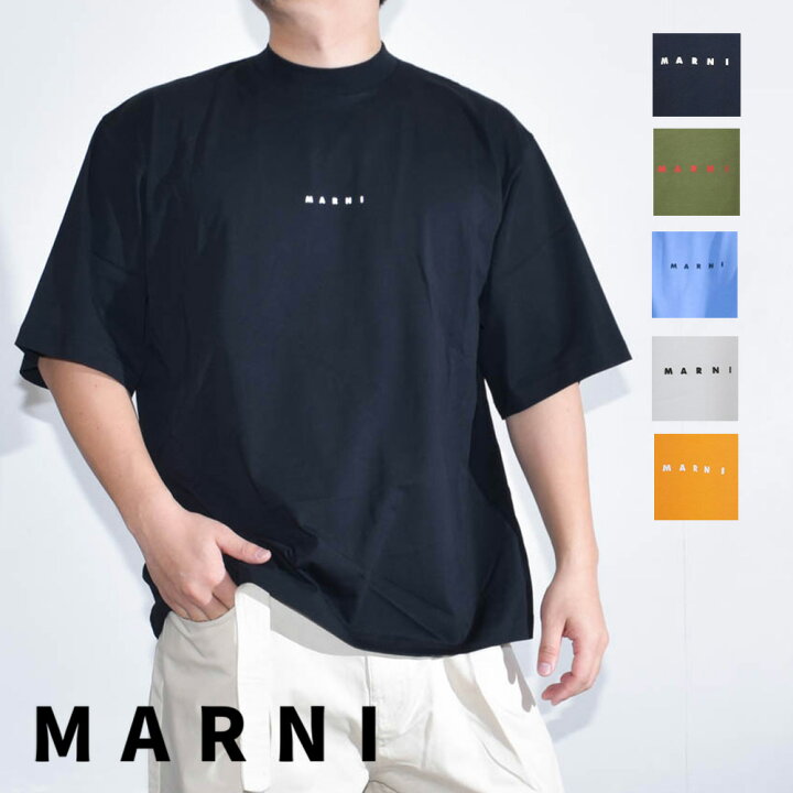マルニ Tシャツ メンズ モックネック ロゴ 半袖 ブランド 綿100 MARNI ホワイト 白 コットン HUMU0223P1 USCS87 MISH 店