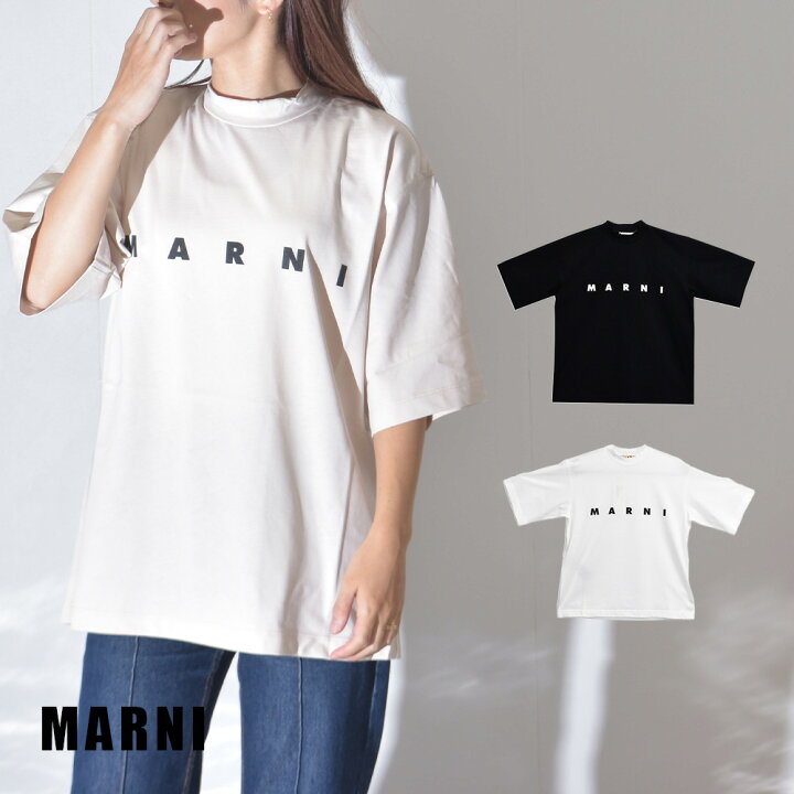 楽天市場】マルニ Tシャツ レディース モックネック ロゴ 半袖  