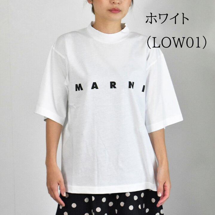 楽天市場】マルニ Tシャツ レディース モックネック ロゴ 半袖  