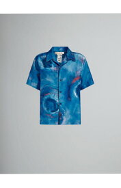 【受注買付】マルニ シルクシャツ ペイント シルク ブルー MARNI CUMU0213S6U TSF97