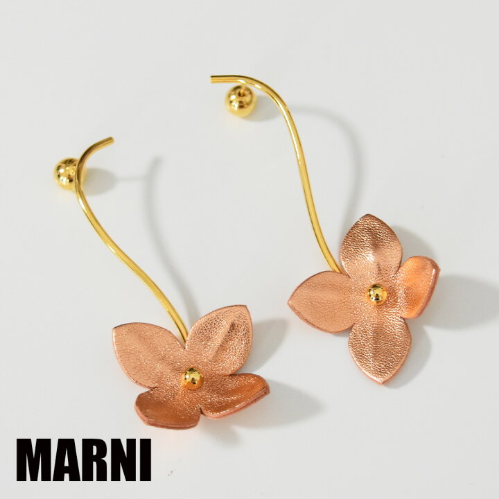 楽天市場】マルニ ピアス ゴールド ピンク フラワー 長め 大きめ 本革  