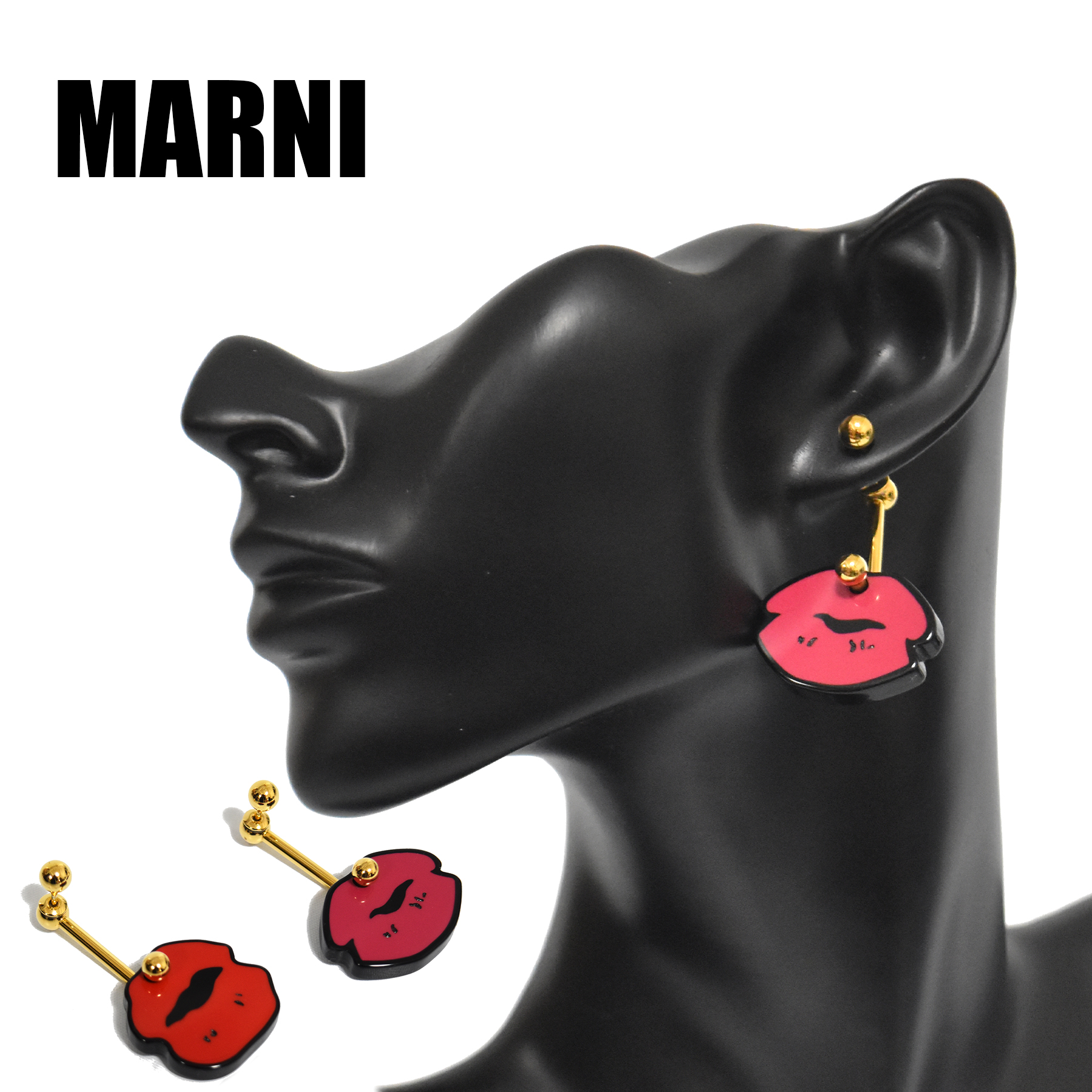 新品 正規店買付 MARNI リップモチーフピアス 唇 最新の激安 ゴールド 数量限定セール マルニ ORMV0261A0