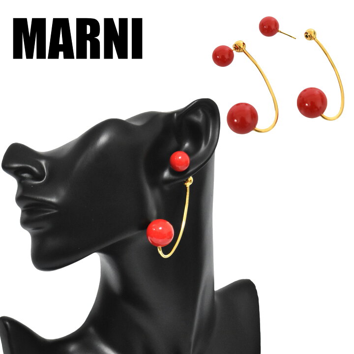 楽天市場】マルニ MARNI ピアス レディース 赤 ゴールド 両耳用 金属  