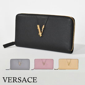 ヴェルサーチ 財布 ラウンドファスナー レディース メンズ 本革 小銭入れ ブランド VERSACE 長財布 革 ブラック ベージュ ピンク 財布 1006263