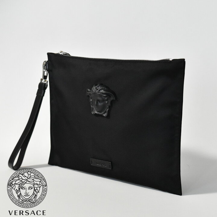 ヴェルサーチ メデューサ ナイロン セカンドバッグ ブラック VERSACE 