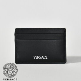 ヴェルサーチ カードケース 本革 シルバーロゴ スリム メンズ レディース 薄型 ブランド VERSACE パスケース 名刺入れ ICカード ロゴ 軽量 DPN2467S