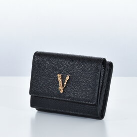 ヴェルサーチ 財布 メンズ レディース 三つ折 本革 グレインレザー VERSACE 革 ブラック 黒 小銭入れ VIRTUS 1019280