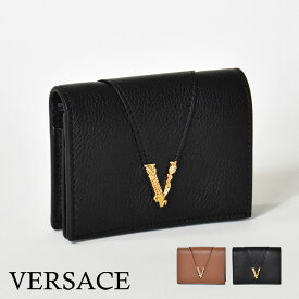 ヴェルサーチ 財布 レディース 二つ折 二つ折り 本革 ブランド VERSACE 革 ブラック 黒 ブルー 青 ブルー系 小銭入れ VIRTUS 1005973