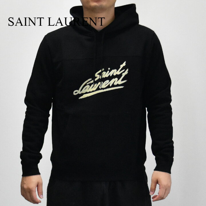 楽天市場】サンローラン パーカー ロゴ メンズ 長袖 黒 ブラック  