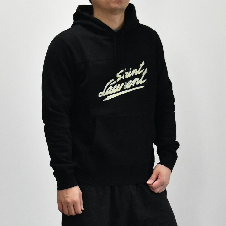 楽天市場】サンローラン パーカー ロゴ メンズ 長袖 黒 ブラック 