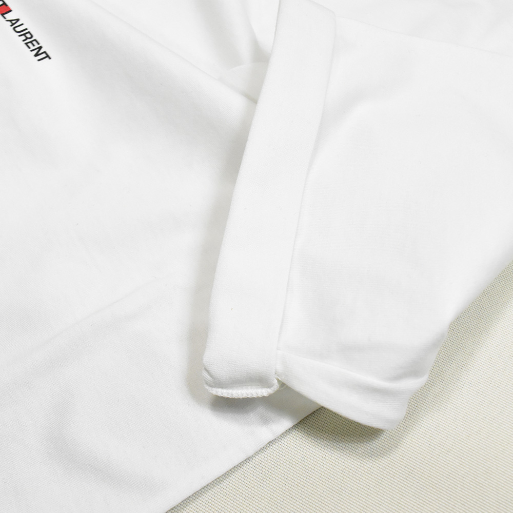 サンローラン Tシャツ ロゴ レディース 半袖 黒 ブラック 白 ホワイト